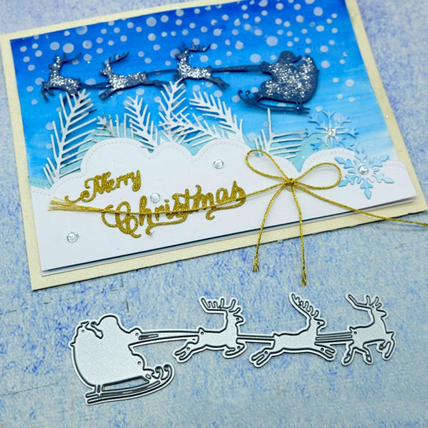 Kokorosa Christmas Elks Flying  with Sled Metal Cutting Dies