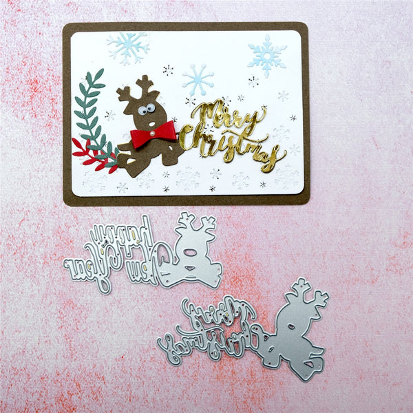 Kokorosa ELK With Merry Christmas Metal Cutting Dies