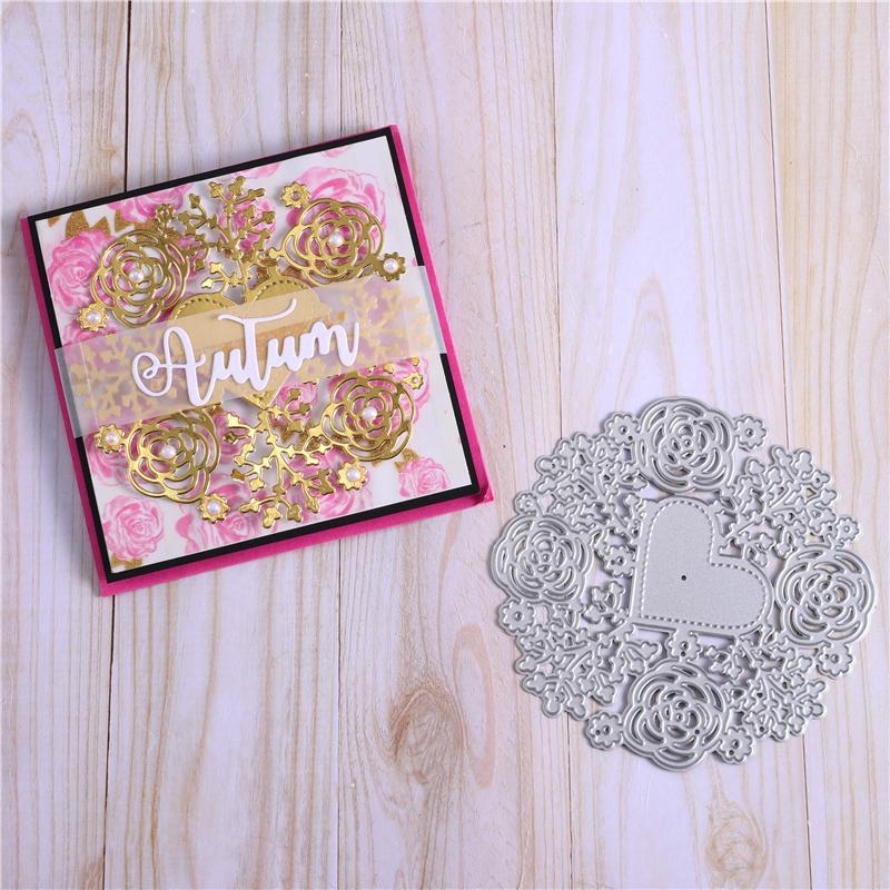 Kokorosa Flower Heart Background Metal Cutting Dies