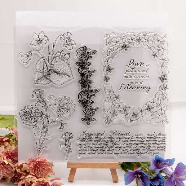 Kokorosa Flowers and Love Phrases Clear Stamps
