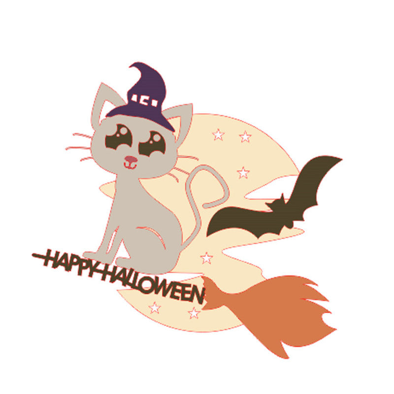 Kokorosa Halloween Dies - Broom and Cat Metal Cutting Dies