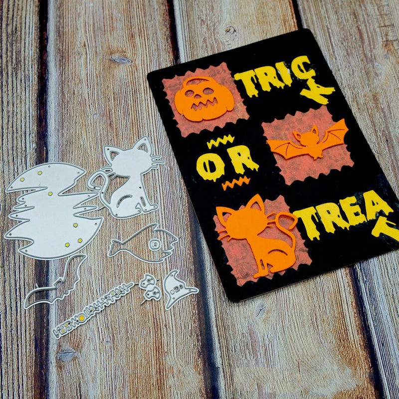 Kokorosa Halloween Dies - Broom and Cat Metal Cutting Dies