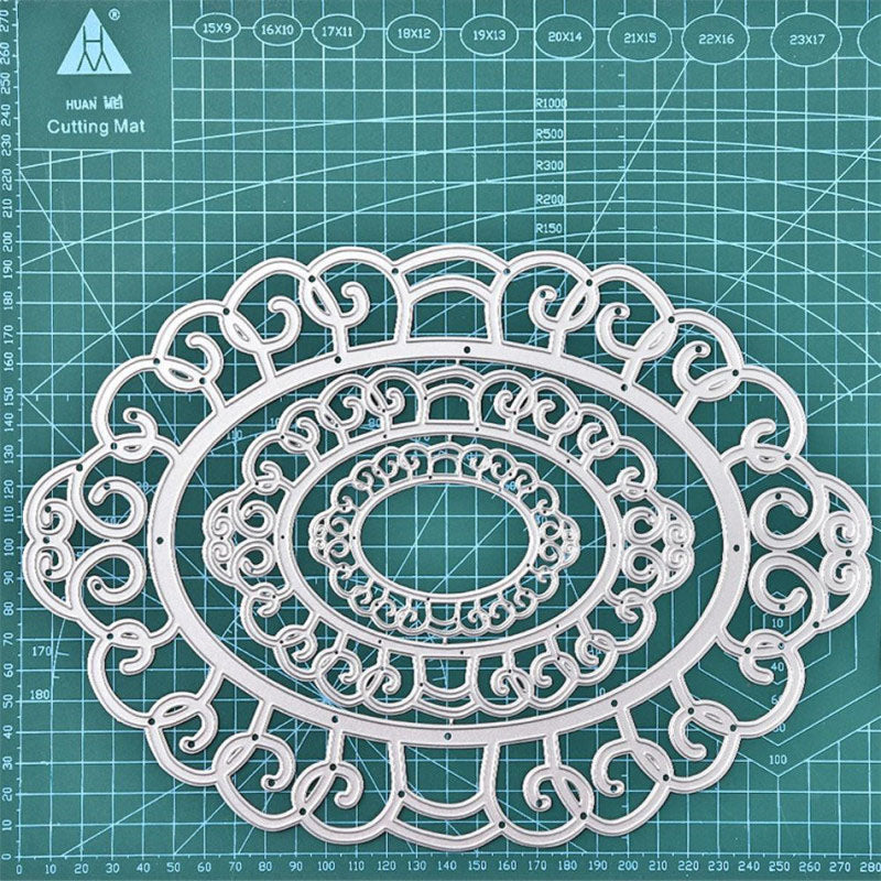 Kokorosa Large Size Oval Lace Frame Metal Cutting Dies