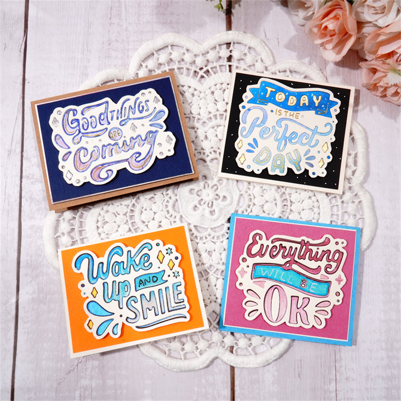 Kokorosa Metal Cutting Dies With 4pcs English Phrase Border