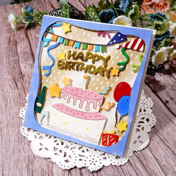 Kokorosa Metal Cutting Dies With Birthday Cake Background Board