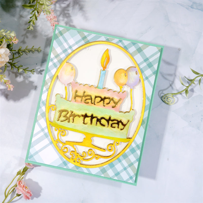 Kokorosa Metal Cutting Dies With Birthday Cake Border