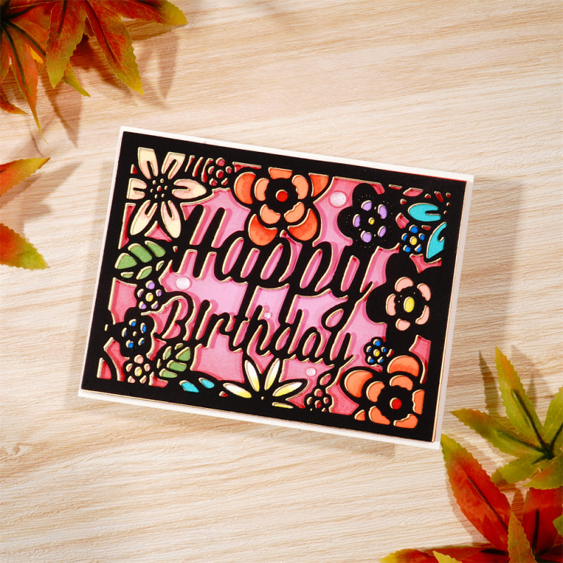 Kokorosa Metal Cutting Dies With Birthday Floral Background Board