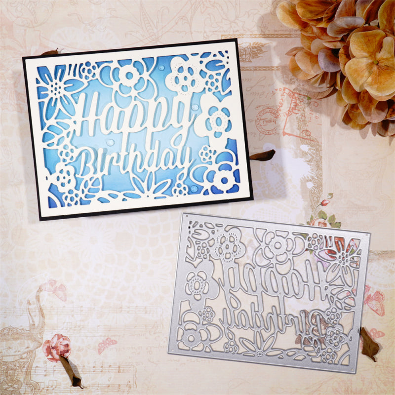 Kokorosa Metal Cutting Dies With Birthday Floral Background Board