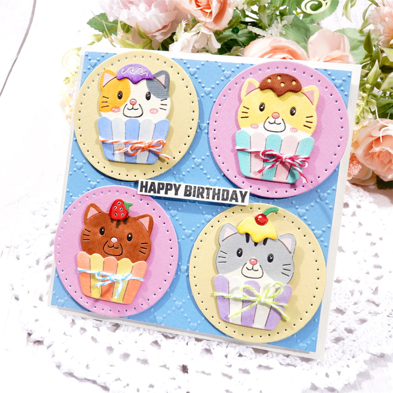 Kokorosa Metal Cutting Dies With Cat Cup Cake