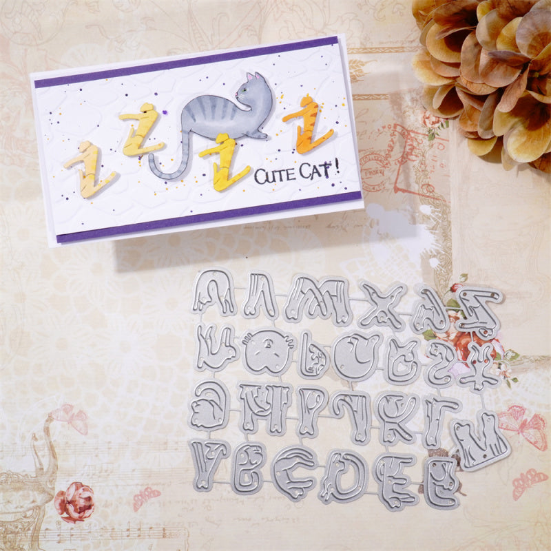 Kokorosa Metal Cutting Dies With Cat Pattern Alphabets