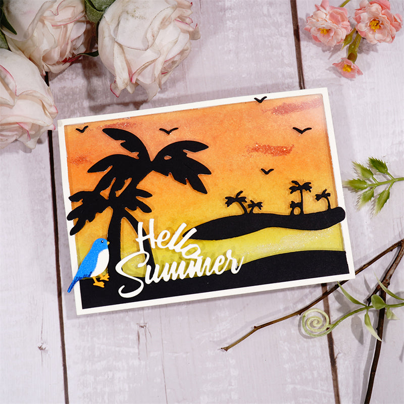 Kokorosa Metal Cutting Dies With Coconut Palms Background Board