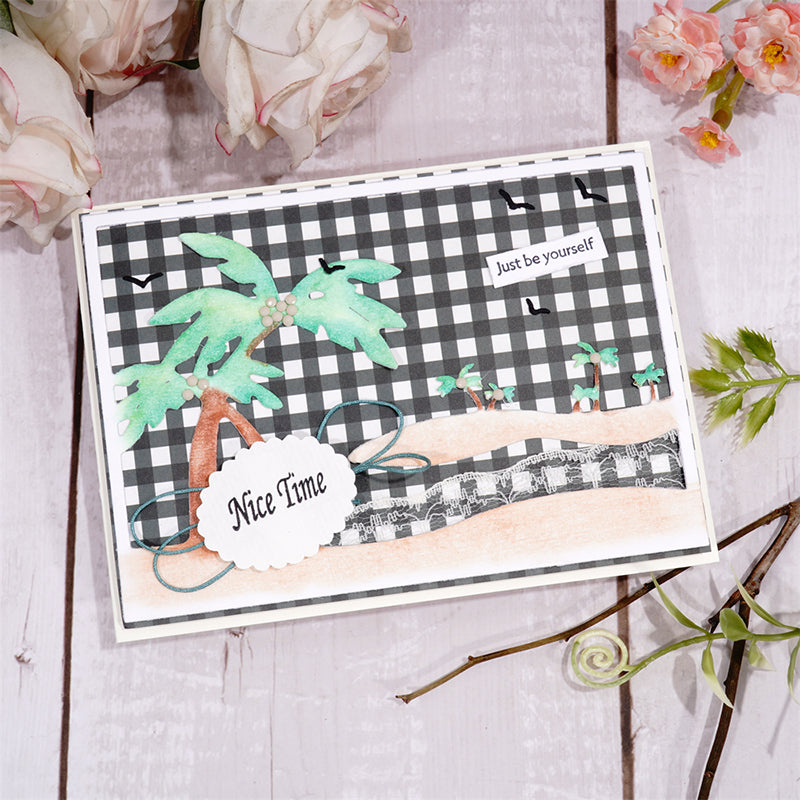 Kokorosa Metal Cutting Dies With Coconut Palms Background Board