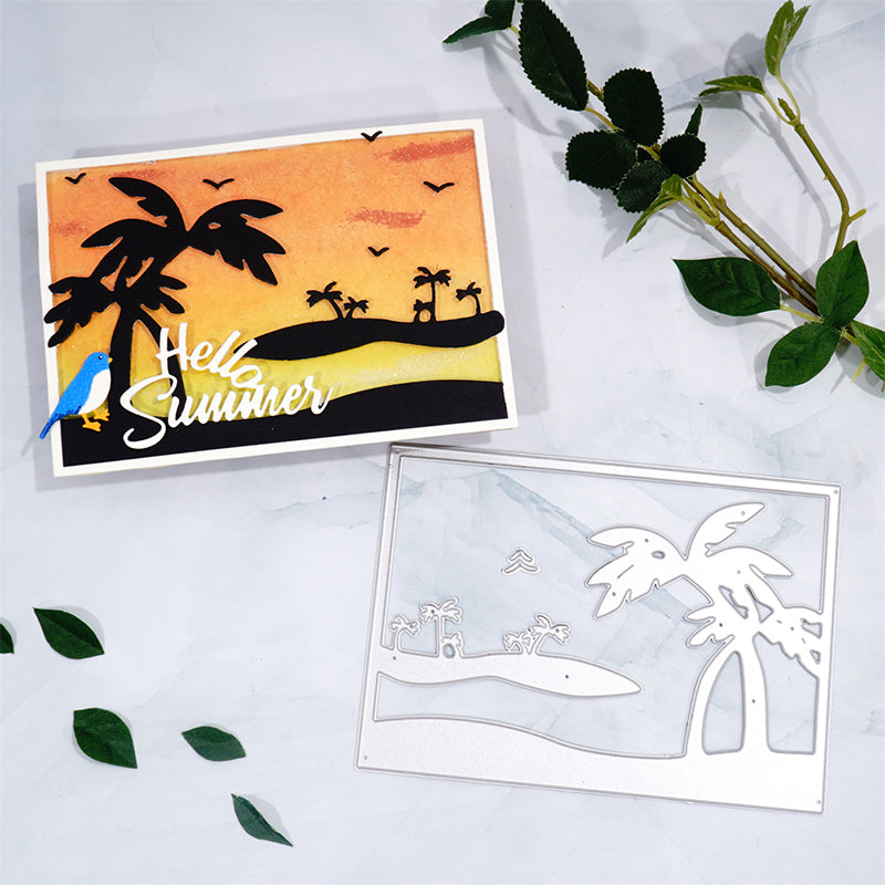 Kokorosa Metal Cutting Dies With Coconut Palms Background Board