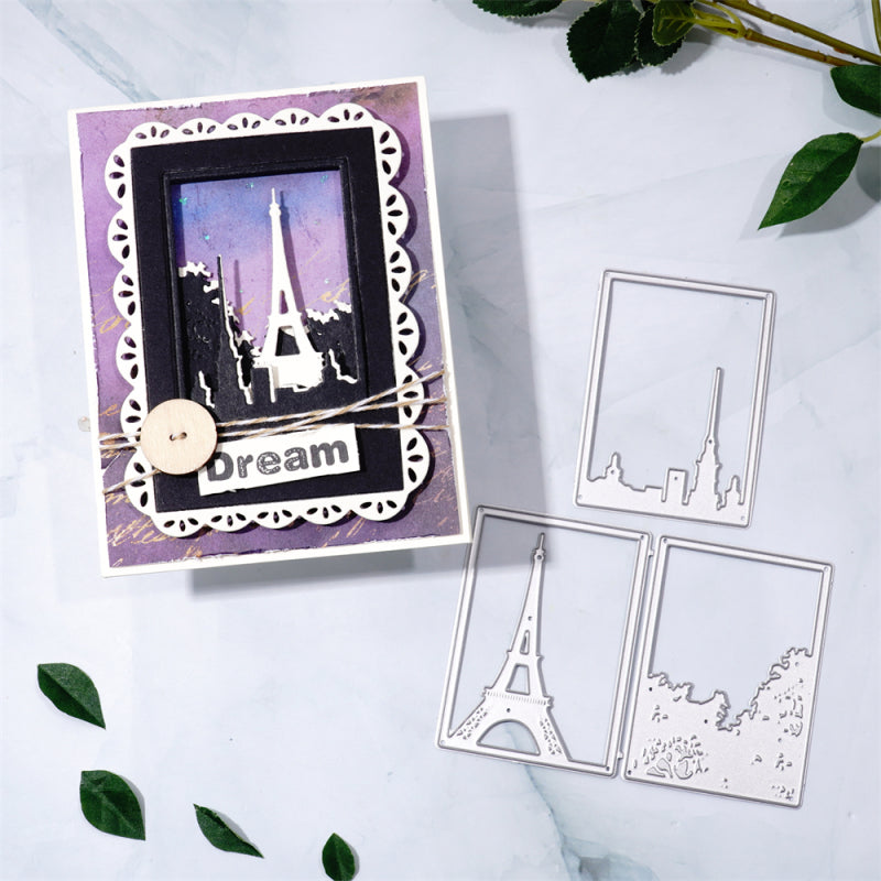 Kokorosa Metal Cutting Dies With Eiffel Tower Combined Border