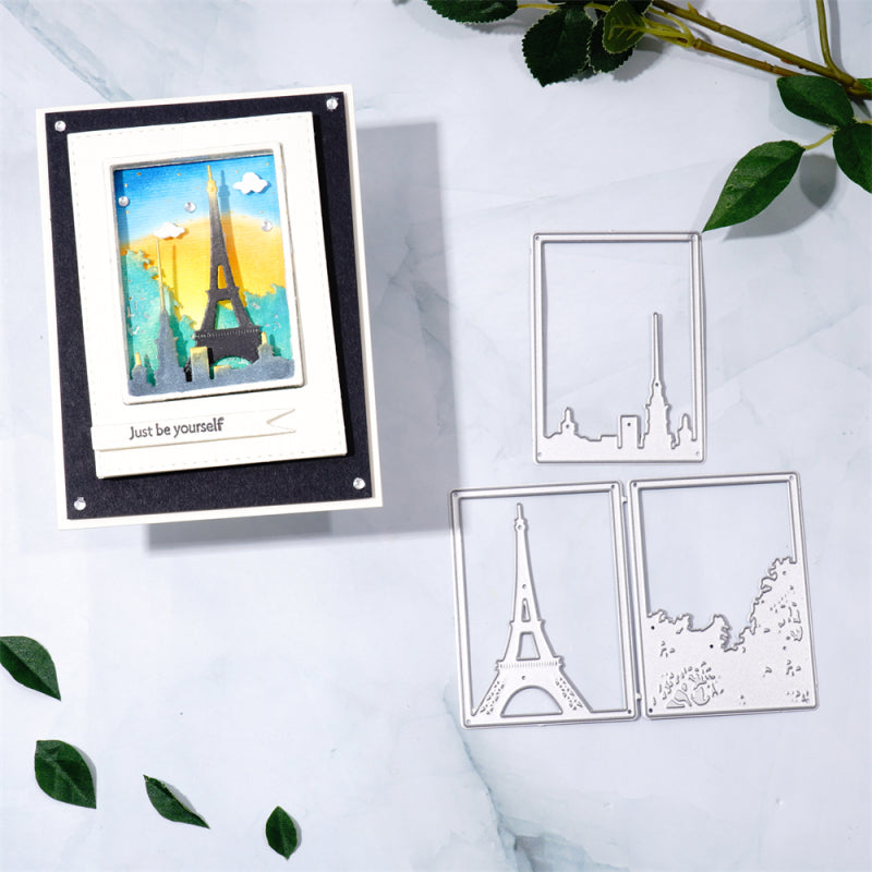 Kokorosa Metal Cutting Dies With Eiffel Tower Combined Border