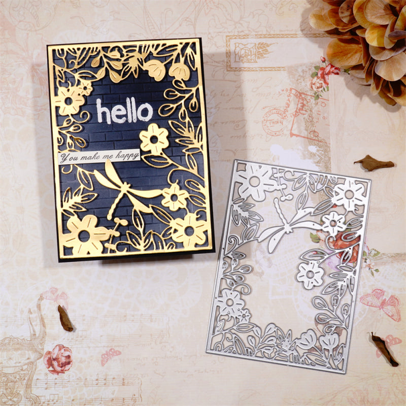 Kokorosa Metal Cutting Dies With Flower and Dragonfly Background Board