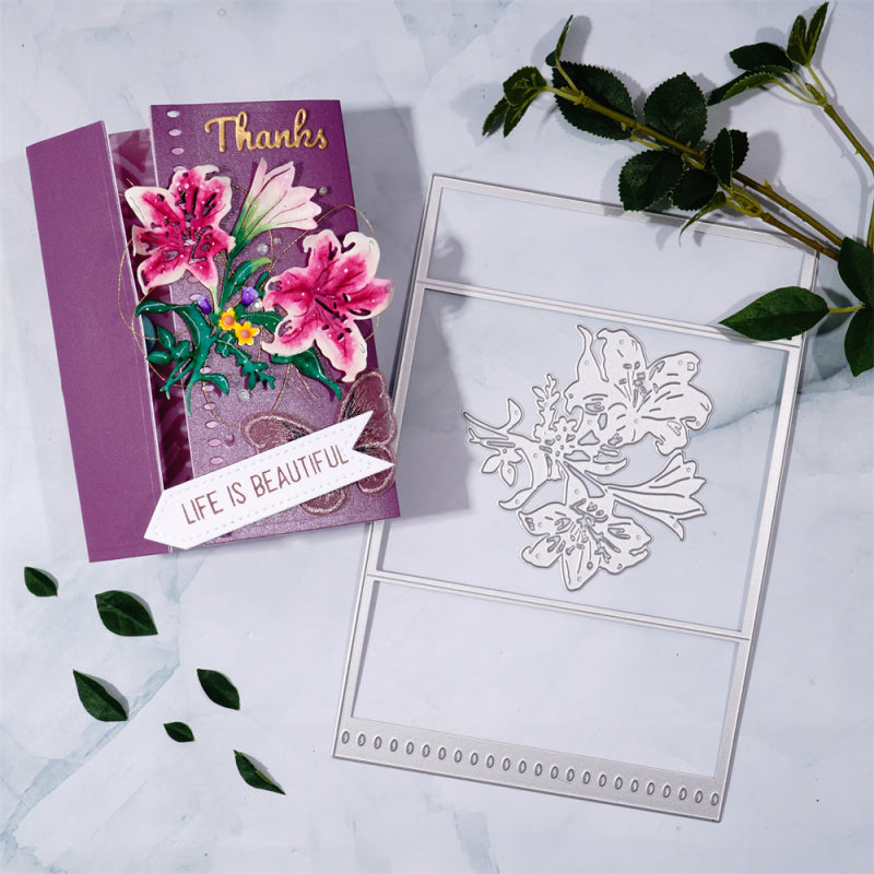 Kokorosa Metal Cutting Dies With Foldable Lily Border