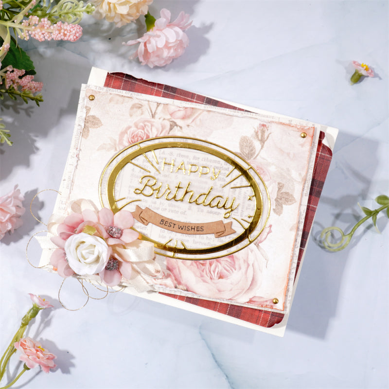 Kokorosa Metal Cutting Dies With Happy Birthday Frame