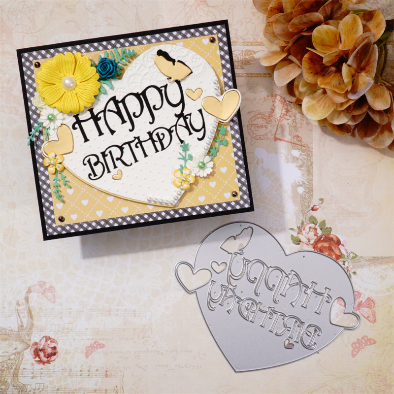 Kokorosa Metal Cutting Dies With Happy Birthday Heart Border