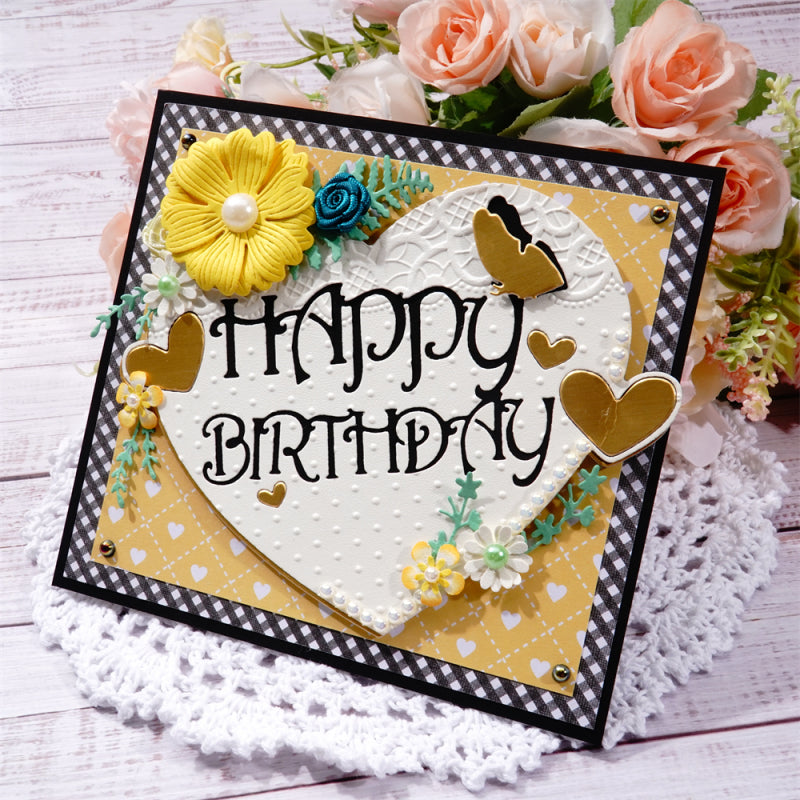 Kokorosa Metal Cutting Dies With Happy Birthday Heart Border