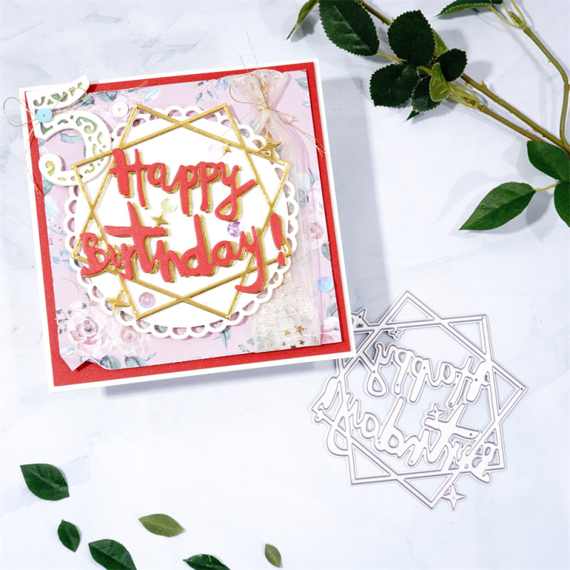 Kokorosa Metal Cutting Dies With Happy Birthday Square Frame