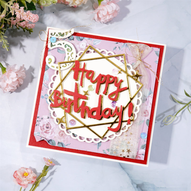 Kokorosa Metal Cutting Dies With Happy Birthday Square Frame