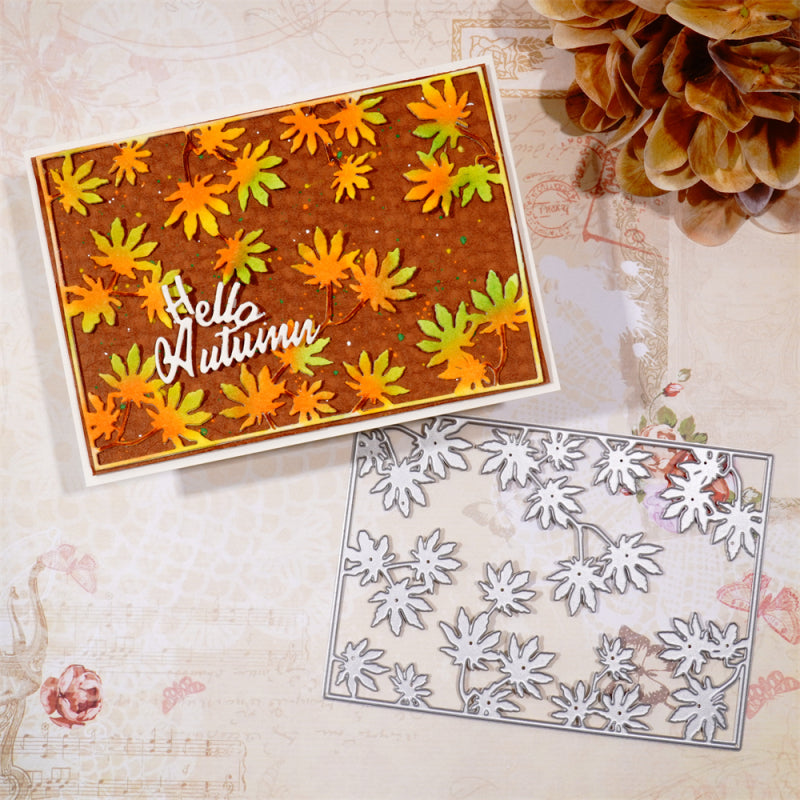 Kokorosa Metal Cutting Dies With Maple Leaves Background Board