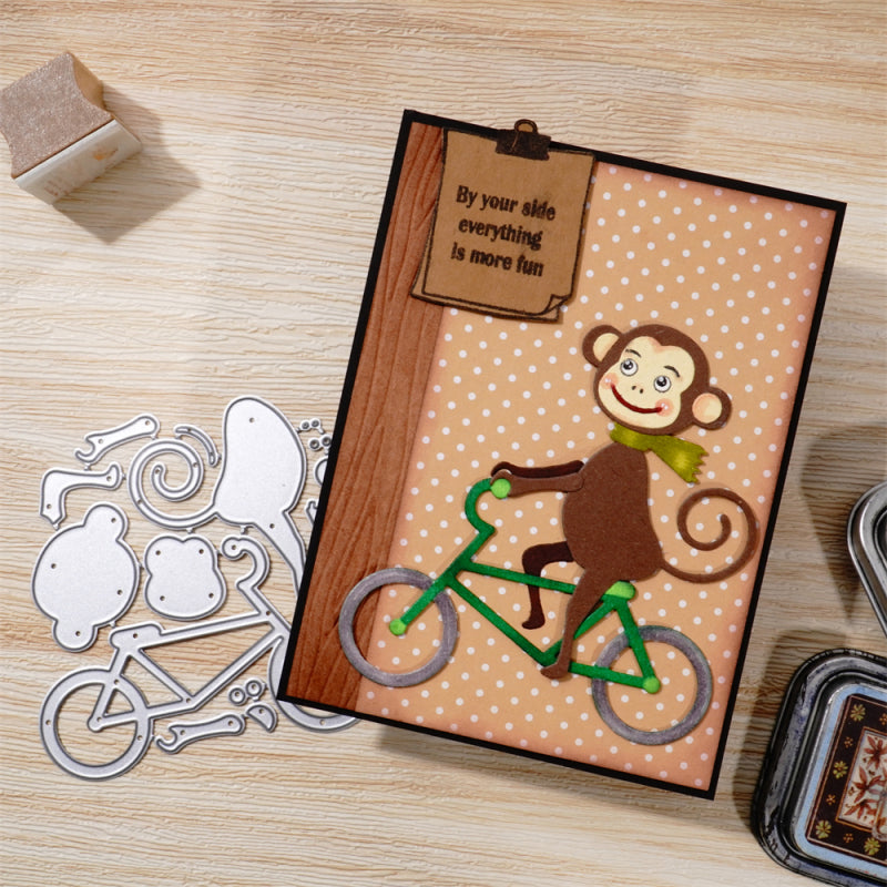 Kokorosa Metal Cutting Dies With Monkey Riding Bicycle