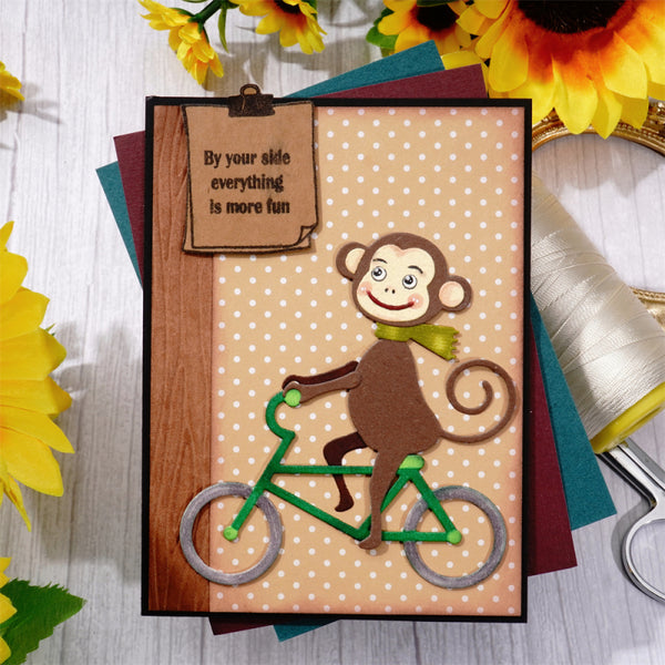Kokorosa Metal Cutting Dies With Monkey Riding Bicycle