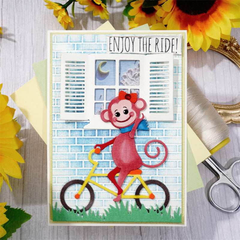 Kokorosa Metal Cutting Dies With Monkey Riding Bicycle