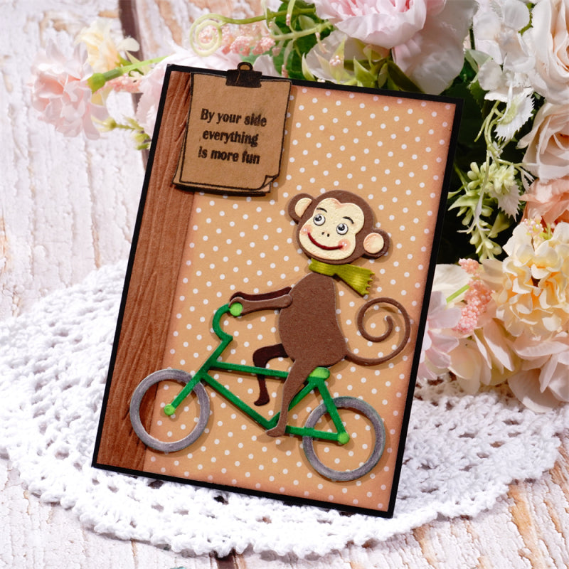 Kokorosa Metal Cutting Dies With Monkey Riding Bicycle