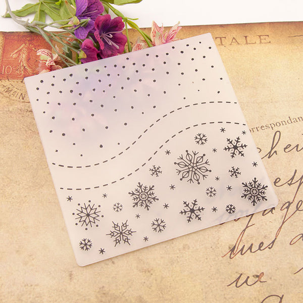 Kokorosa Snowflake Wave Pattern Plastic Embossing Folder