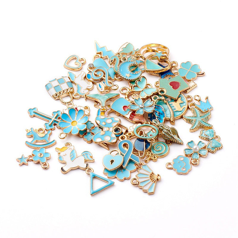 Kokorosa Light Blue Drip Alloy Pendant Embellishments（50 Pcs）