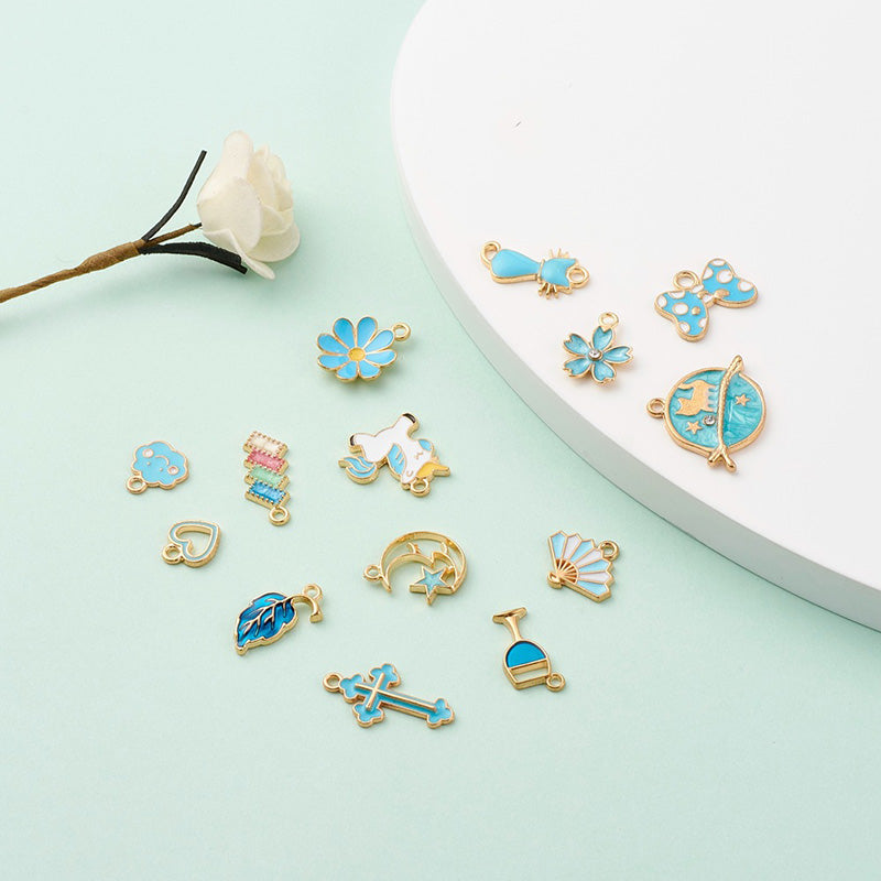 Kokorosa Light Blue Drip Alloy Pendant Embellishments（50 Pcs）