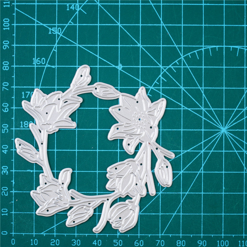 Kokorosa Metal Cutting Dies with Circle Flower Branches Frame