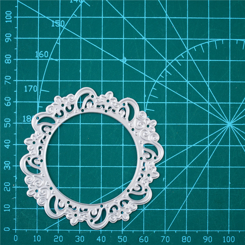 Kokorosa Metal Cutting Dies with Retro Floral Round Frame