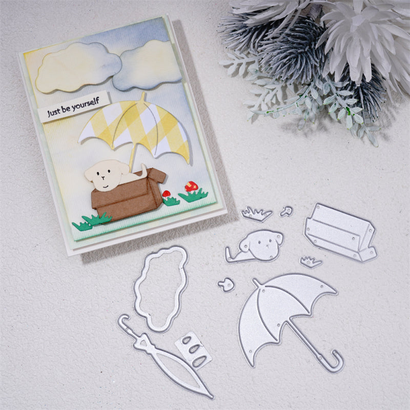 Kokorosa Metal Cutting Dies With Cute Dogs Under Umbrella