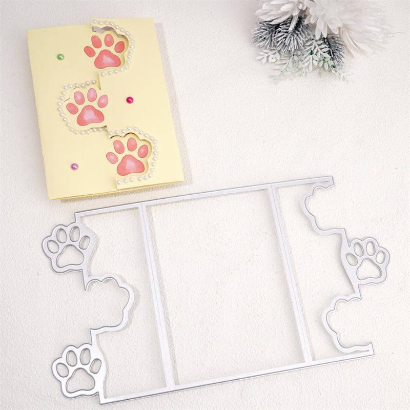 Kokorosa Metal Cutting Dies With Foldable Cute Footprints Border