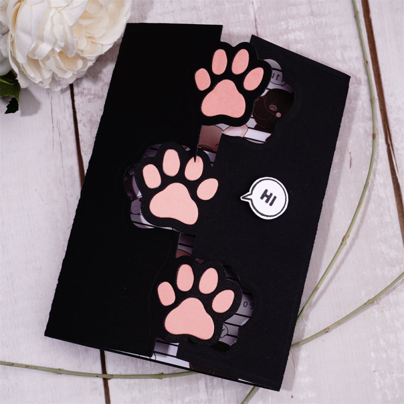 Kokorosa Metal Cutting Dies With Foldable Cute Footprints Border