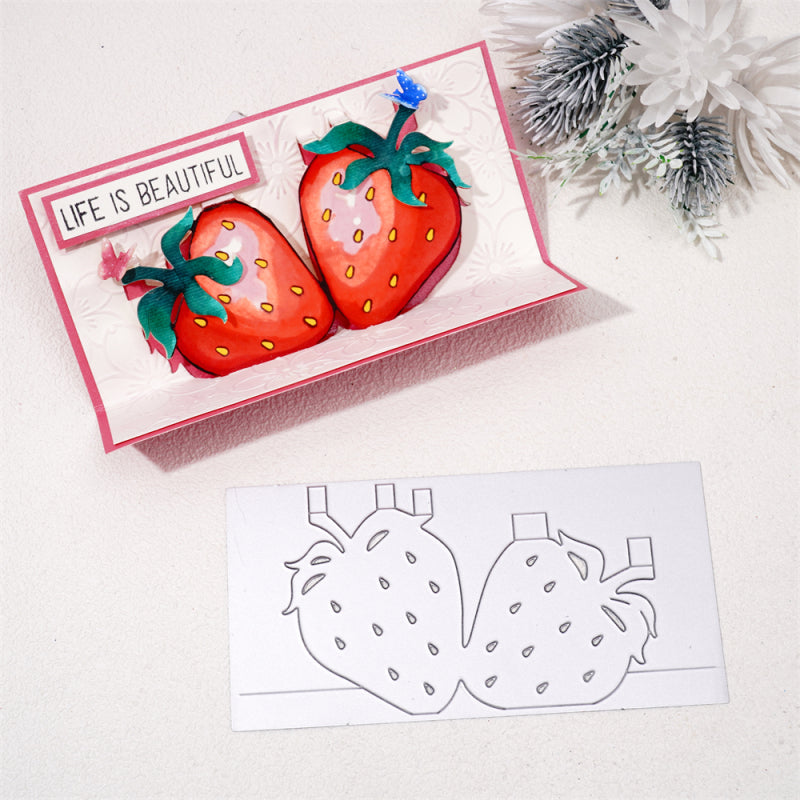 Kokorosa Metal Cutting Dies With Delicious Strawberries Background Board