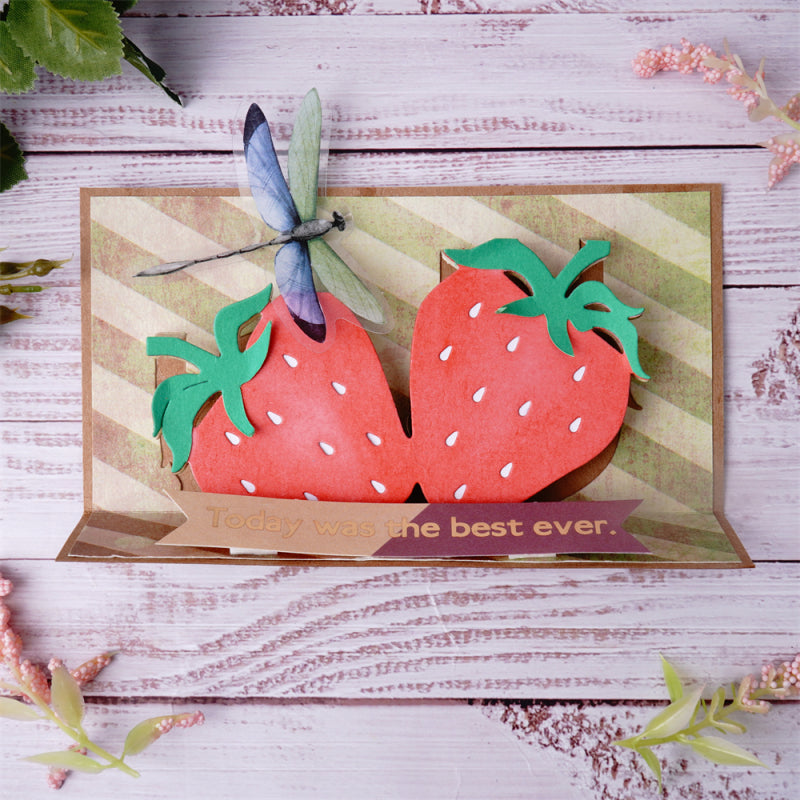 Kokorosa Metal Cutting Dies With Delicious Strawberries Background Board