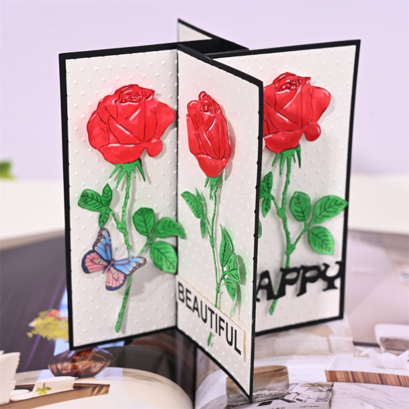 Kokorosa Metal Cutting Dies With Rose Rectangle Border