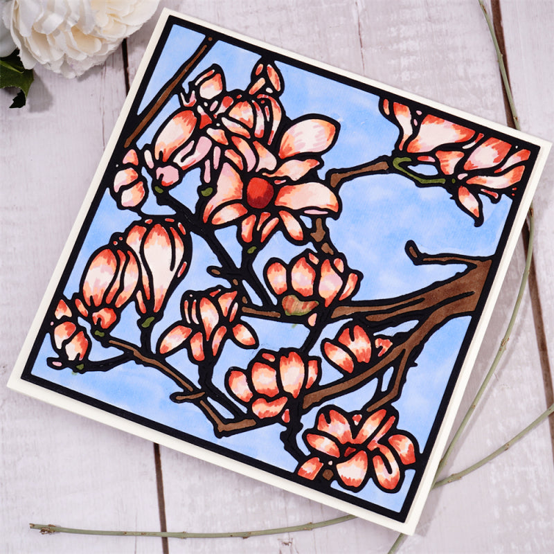 Kokorosa Metal Cutting Dies With Blooming Flower Background Board