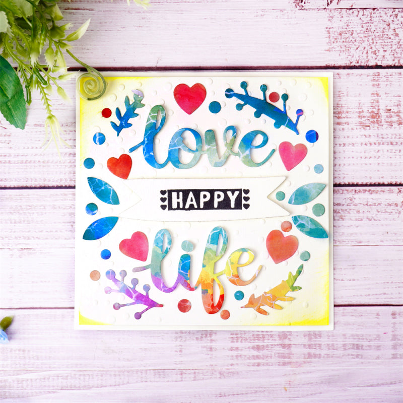 Kokorosa Metal Cutting Dies With Love Life Word Background Board