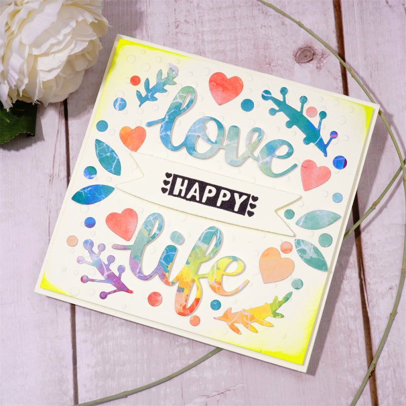 Kokorosa Metal Cutting Dies With Love Life Word Background Board