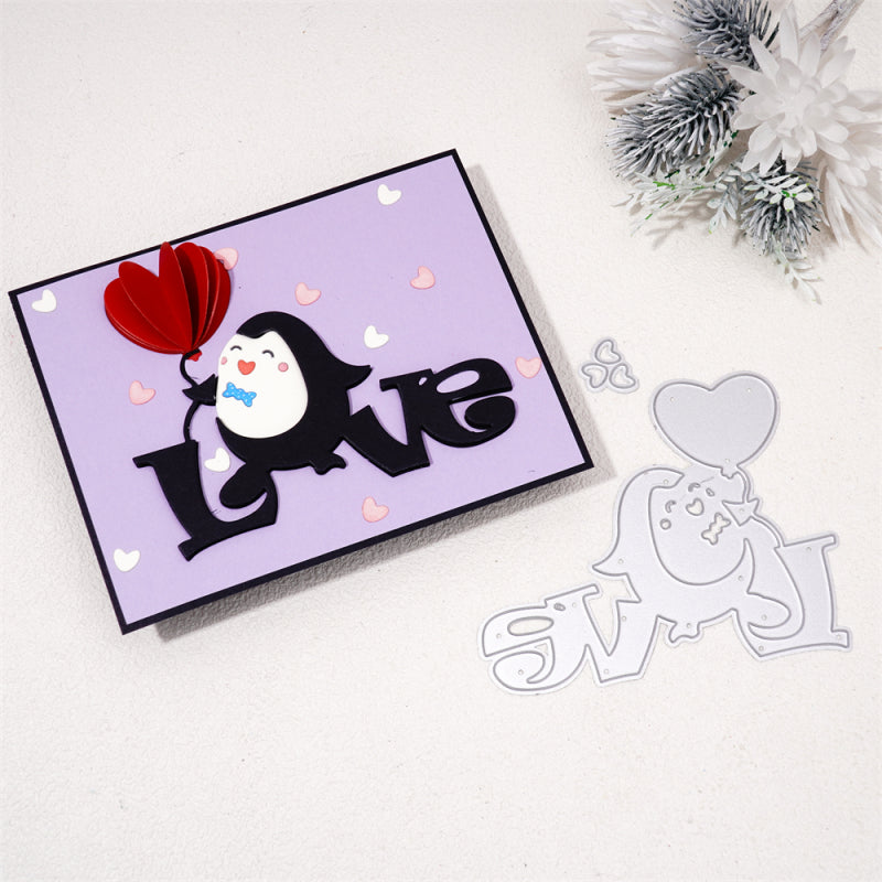 Kokorosa Metal Cutting Dies With Mellow Penguin and Love Words