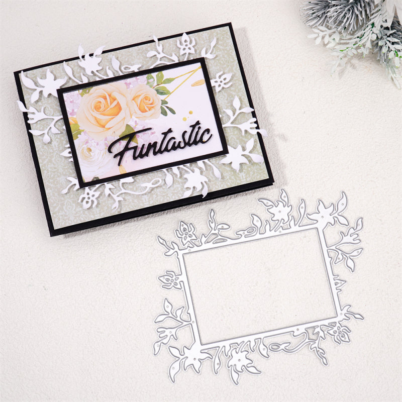 Kokorosa Metal Cutting Dies With Rectangle Flower Border