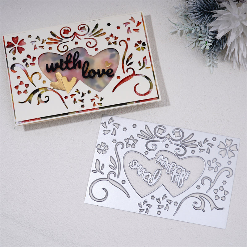 Kokorosa Metal Cutting Dies With Two Closed Hearts Background Board