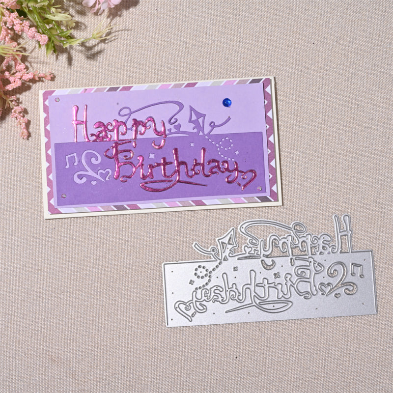 Kokorosa Metal Cutting Dies with Happy Birthday Hollow English Background Board