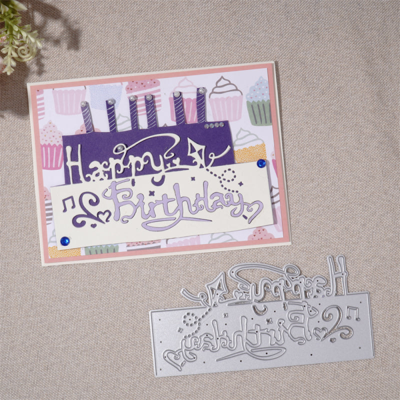 Kokorosa Metal Cutting Dies with Happy Birthday Hollow English Background Board